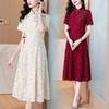 雀说蕾丝旗袍新中式礼服裙新款复古立领连衣裙AL7984 商品缩略图1