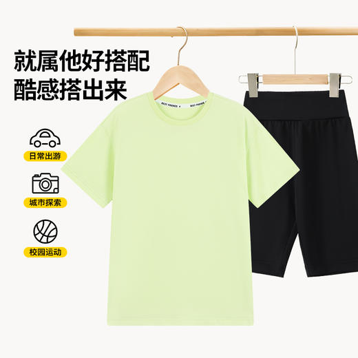 【2件套】【90-150】男女童夏季纯棉短袖速干短裤套装（上衣95%棉 5%氨纶 ，裤子82.4%锦纶 17.6%氨纶） 商品图5