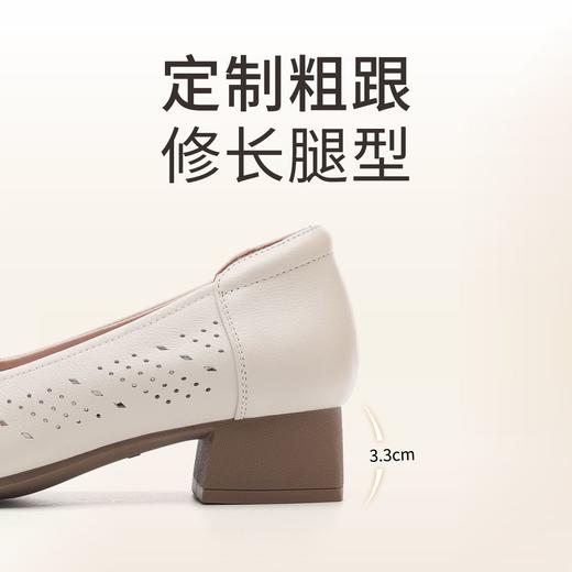 信诺真皮圆头单鞋女款2025夏季新款浅口一脚蹬通勤女鞋气质妈妈鞋5C5009-016 商品图3