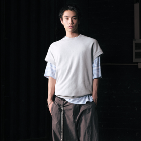 GOODBAI 916 logo印花收腰泼墨圆领宽松背心