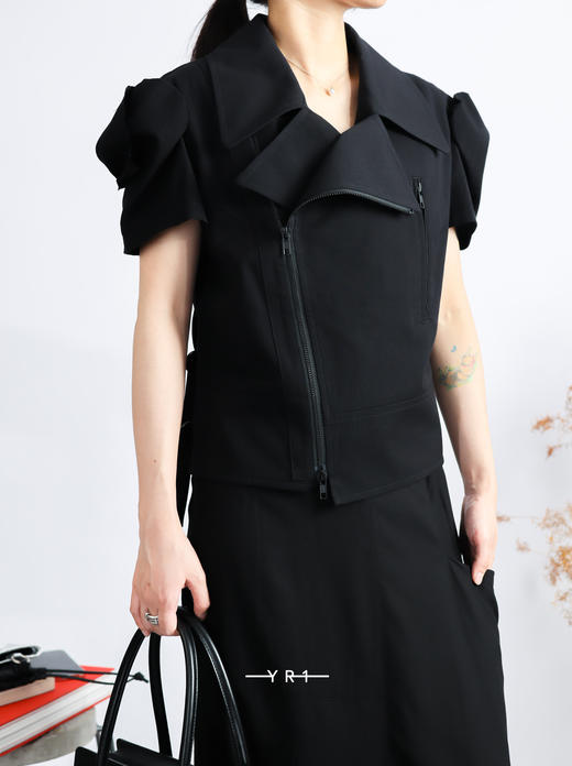 Y‘s | 跨织交叉短袖机车夹克 商品图0