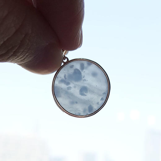 【天然正品】AU750玫瑰金镶天然细腻冰种圆形无事牌翡翠吊坠项链140425NJM02 现售价：3080 商品图10