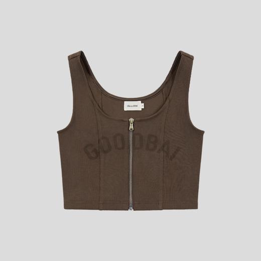 GOODBAI logo印花拉链宽肩带紧身马甲 商品图3