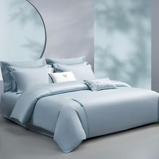 梦洁 云锦缎四件套  蒸蒸日上（云水蓝 商品图1