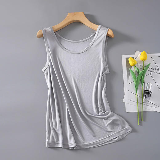 丁摩高档桑蚕丝男士背心真丝宽松夏季无袖内衣大码针织上衣宽肩AL004 商品图8