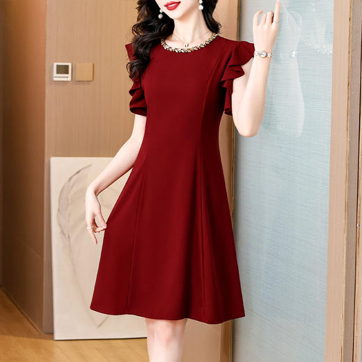 雀说小香风气质连衣裙新款名媛露肩镶钻收腰显瘦裙AL9322 商品图3