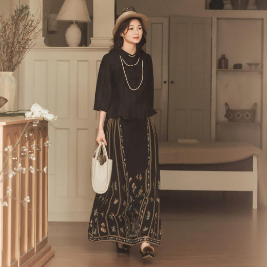 【林栖设计小店】桑蚕丝香云纱衬衫复古优雅新中式2025夏季新品翻领上衣女T1952371 商品图10