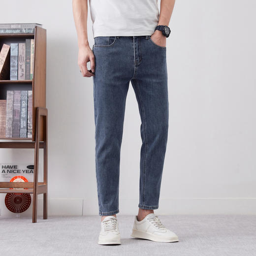 圣得西九分牛仔裤休闲裤子男款2025夏季新款弹力宽松显高直筒裤 商品图1
