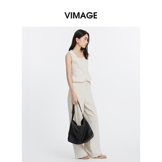 VIMAGE纬漫纪夏季新款气质方领时尚百搭显瘦纯色无袖短款上衣V2103731 商品图1