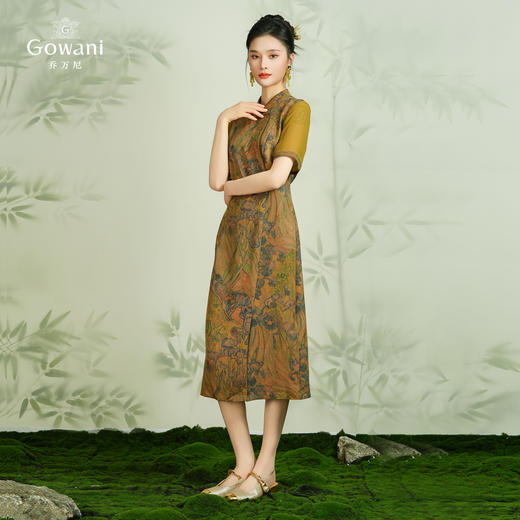 【梵高的鸢尾花】【香云纱】乔万尼24mm重磅真丝连衣裙古典油画风旗袍EM2E837 商品图3