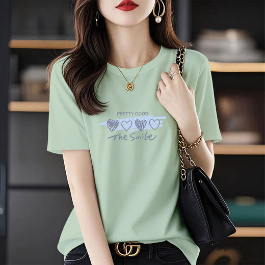 百媚生 100%棉短袖T恤宽松上衣1197 商品图5