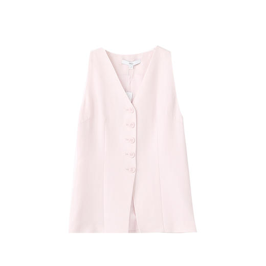 VIMAGE纬漫纪浅粉色百搭V领单排扣修身百搭马夹背心2025春季新款V2303914 商品图5