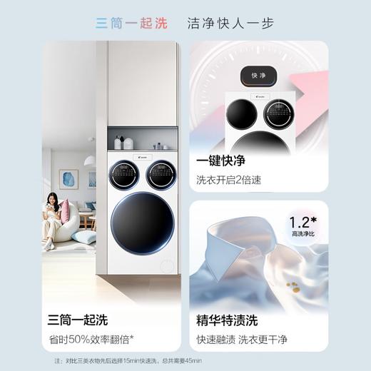 统帅（Leader）三筒快净0手洗 海尔智家出品 懒人滚筒洗衣机全自动XQGL125-MBLDE697WU1三桶 商品图9