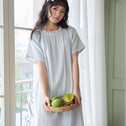 【2026夏季】纯棉纱・花苞睡裙 蕾丝印花短袖家居服 宽松日系亲肤透气外穿睡衣 商品图1