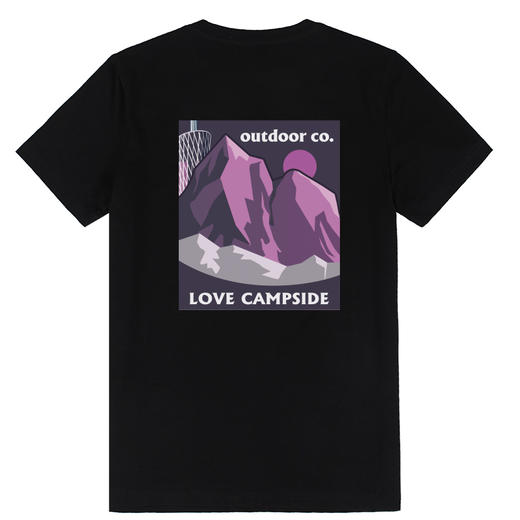 自由基地夏季新品山峰广州塔创意露营风印花图案合体版型短袖t恤 NMT-2226 商品图3