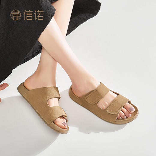 信诺妈妈凉鞋真皮外穿平底沙滩鞋2025新款夏季复古软底勃肯拖鞋女X5L009-78 商品图4