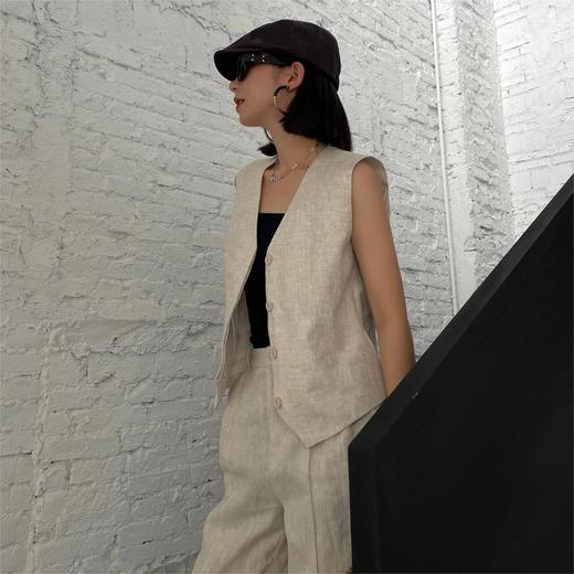 【ORIGNAL&CO 老钱风亚麻三件套装】马甲+亚麻阔腿裤+亚麻短裤 夏日清凉穿搭 商品图3
