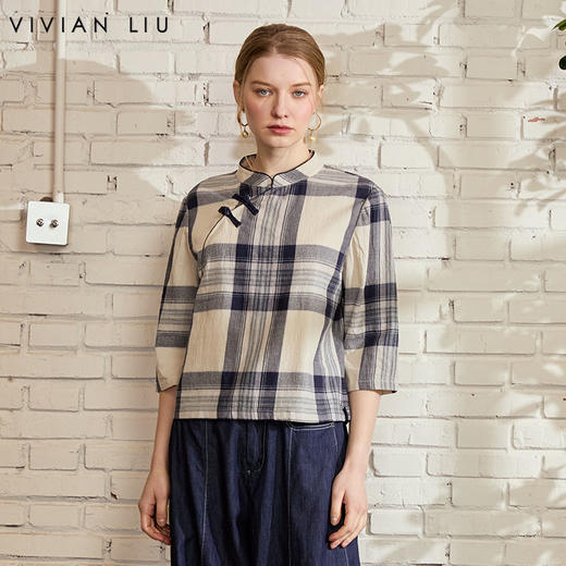 VIVIAN LIU薇薇安刘D2443007初秋女装新款时尚斜门襟新中式上衣 商品图0