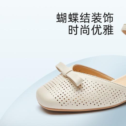 信诺真皮包头凉鞋女夏季新款粗跟后空女鞋时尚镂空通勤一字带单鞋X5L137-102 商品图2