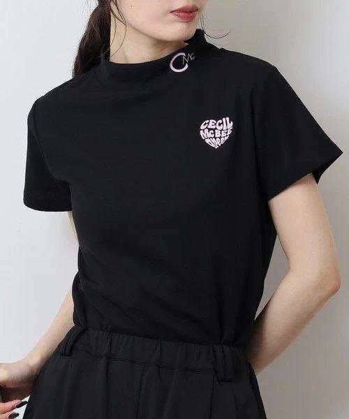 CECIL McBEE green 高尔夫女士 爱心字母印花半高领短袖 宽松百搭T恤 商品图6