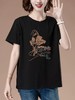 【YW】无忧购夏季宽松休闲百搭230g纯棉中老年妈妈短袖印花T恤 商品缩略图7
