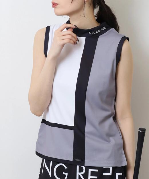 CECIL MCBEE 高尔夫 女士 彩色块撞色拼接无袖小高领T恤 商品图8