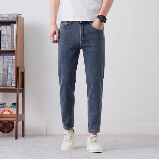 圣得西九分牛仔裤休闲裤子男款2025夏季新款弹力宽松显高直筒裤 商品图2