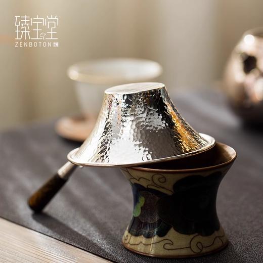臻宝堂茶漏 纯银手工银龙头茶滤茶道大漆把茶叶过滤网茶具零配件大漆银龙茶漏 商品图3