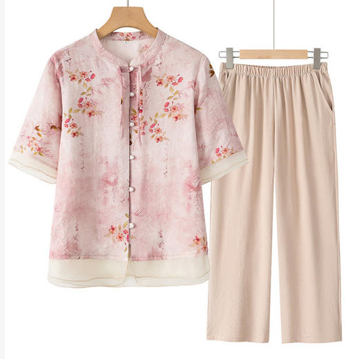 【YW】无忧购国风盘扣印花百搭中老年休闲套装996(截单后7天发货) 商品图2