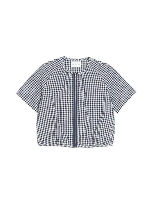 2楼素然蓝白格子泡泡纱夹克式衬衫吊牌价1650 商品图3