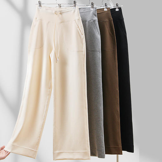 百媚生 LULU同款莫代尔高腰休闲空气直筒裤S86 商品图2