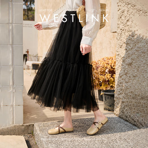 【限时秒杀】西遇包头半拖鞋女新款春夏花朵法式圆头平底外穿玛丽珍穆勒鞋V0656467 商品图2