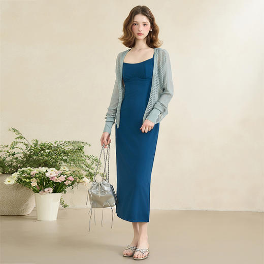 西遇吊带连衣裙女新款宽肩带修身纯欲包臀后妈裙长裙SS150094/SS150229 商品图2
