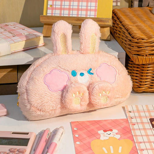 【毛绒小熊笔袋！超好rua】毛绒笔袋超大容量可爱高颜值女孩款文具盒初中女生小学。ry 商品图3