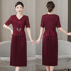 雀说喜婆婆婚宴装礼服裙子季新款酒红色连衣裙AL5571 商品缩略图3