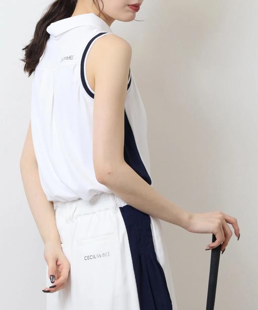 CECIL MCBEE 高尔夫 女士 侧褶无袖短袖翻领Polo衫针织刺绣logo 商品图4