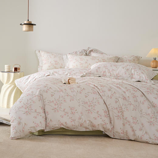 多喜爱/美眠康 100%全棉新疆斜纹印花四件套 杏花语/你好夏天/紫丁花开/粉枝蔓雨 商品图11