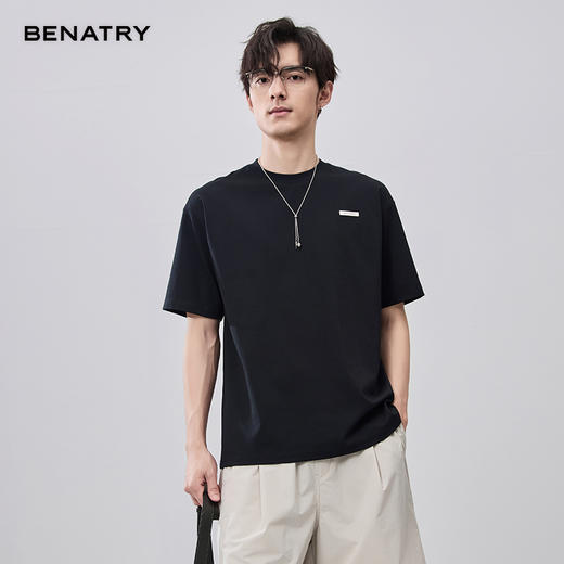 贝纳川特殊面料定制小标款圆领短袖T恤ECF214008 商品图4