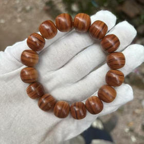 【青山特惠】13*14mm*16颗 正区老山檀香横纹黑肉沉水 老型珠 l8