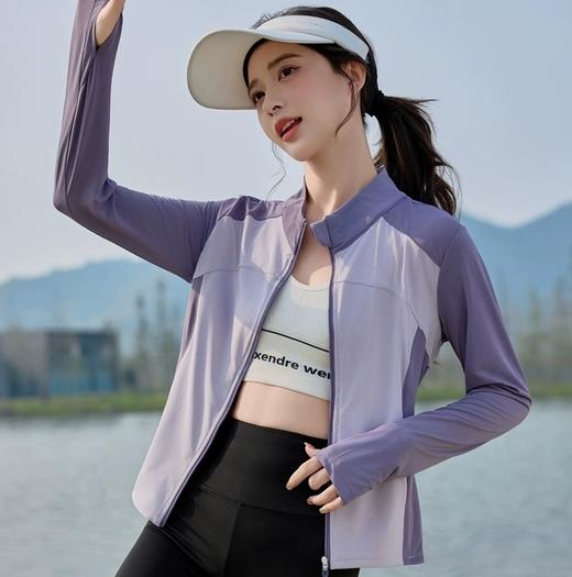 半身缘女装 夏季显瘦薄款透气防紫外线立领拼色冰丝护手防晒衣252113U08513497 商品图1