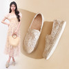 ZHR渔夫鞋女2025夏季新款蕾丝镂空懒人一脚蹬平底单鞋女W116 商品缩略图0