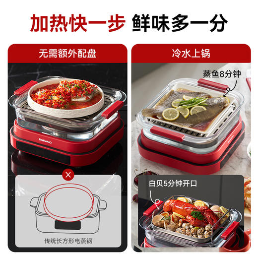 【全玻璃双锅AI烹饪】大宇玻璃电蒸锅炖煮多功能家用一体多层大容量料理锅新款 商品图4