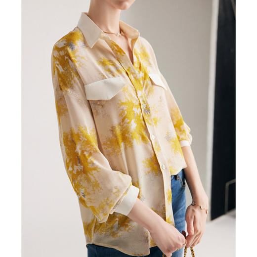 真丝衬衫女2025春夏新款100%双绉印花宽松廓形桑蚕丝上衣 商品图2