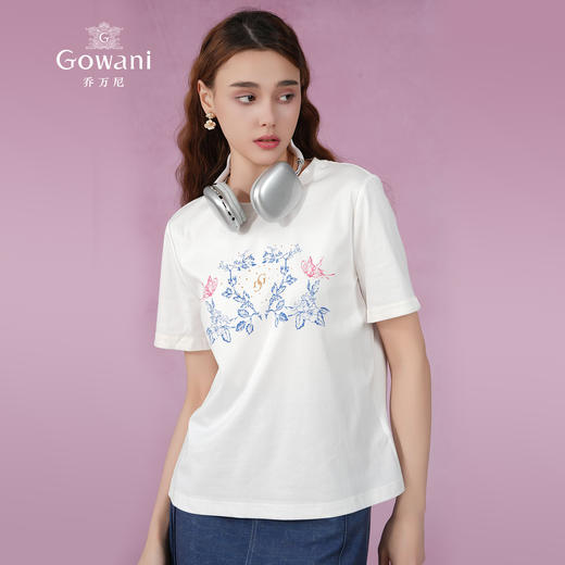 乔万尼夏季新品T恤舒适简约100%纯棉EM2C830 商品图1