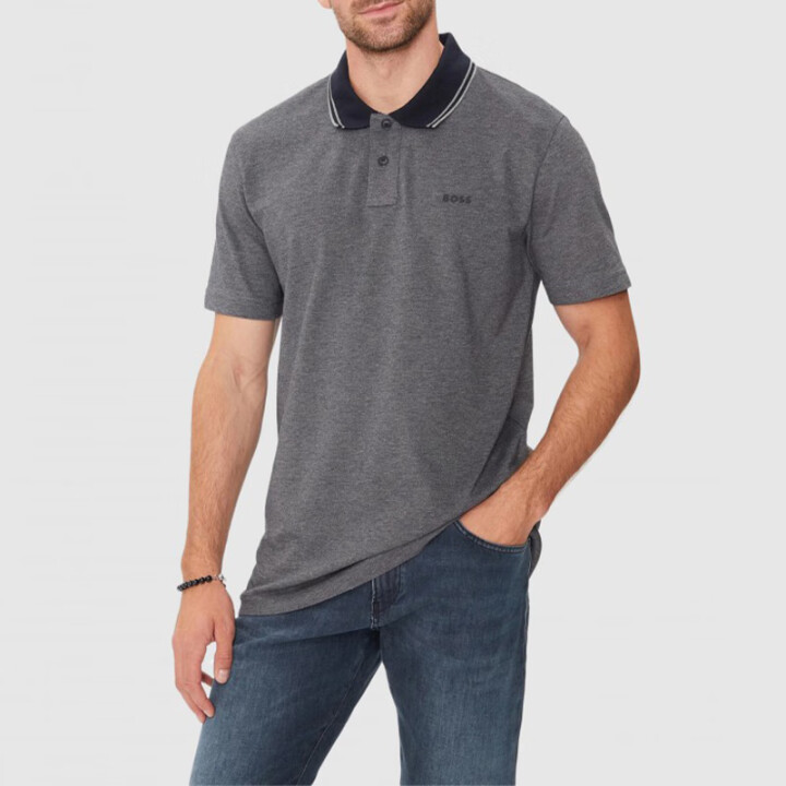 HUGO BOSS 雨果博斯 2025春夏新品 男士经典BOSS徽标短袖POLO衫 灰色 50507814