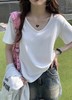 【YW】无忧购韩系简约大领口宽松休闲百搭面膜短袖T恤833 商品缩略图1