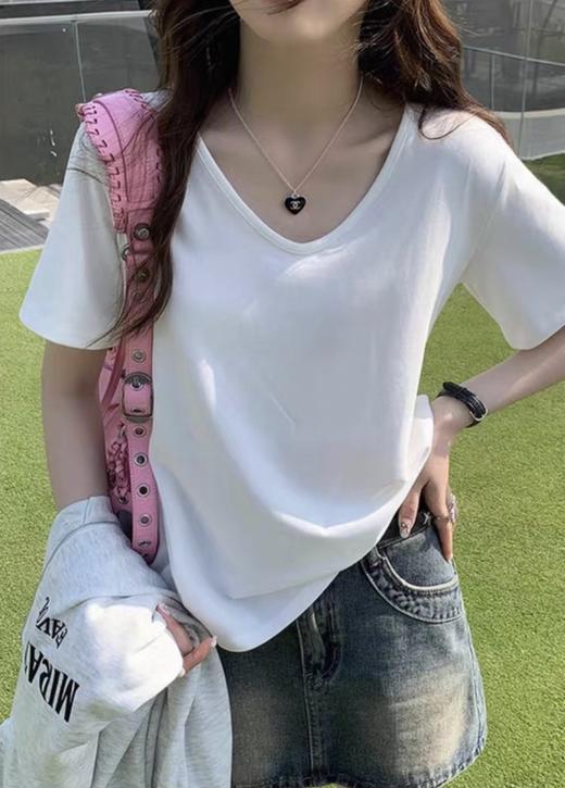 【YW】无忧购韩系简约大领口宽松休闲百搭面膜短袖T恤833 商品图1