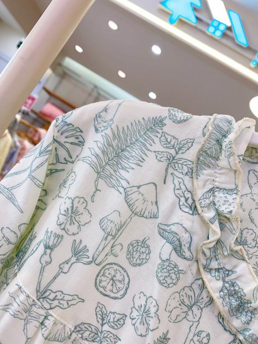 -松植屋女款藤蔓长袖纱布睡裙100%棉，双层柔纱软亲肤，越洗越软，夏季吸汗透气，长度过膝 商品图3