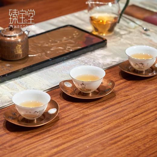 臻宝堂杯托全铜招财元宝茶托纯手工锤纹隔热垫杯碟家用茶具零配件招财元宝托 商品图4