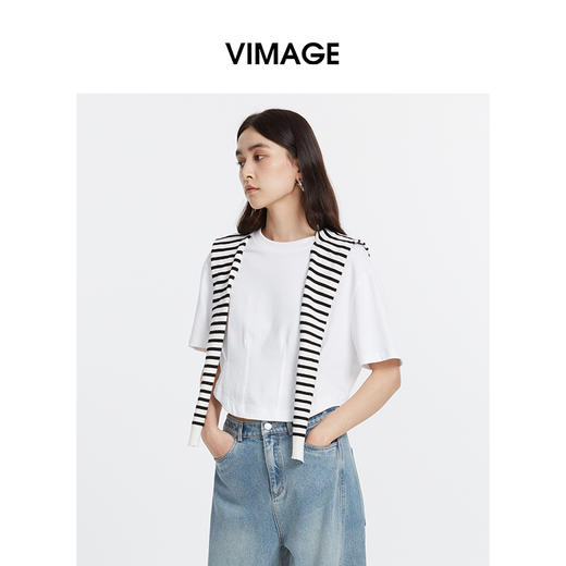 VIMAGE纬漫纪新款显瘦短款T恤上衣女V1802402 商品图2